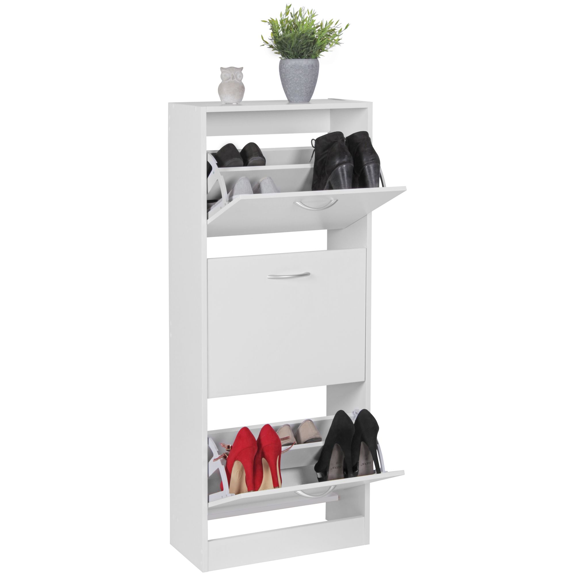 S 3 priehradkami na klopu na topánky 125 cm stojan na topánky pre 18 párov topánok sklápač na topánky moderný