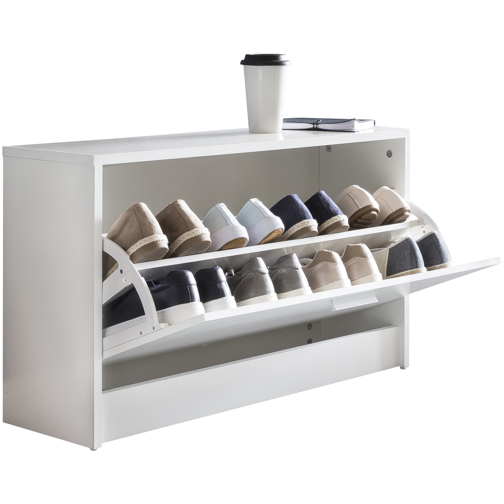 Lavica zoey so sedadlom white shoe dumper wood 80 x 47 x 24 cm