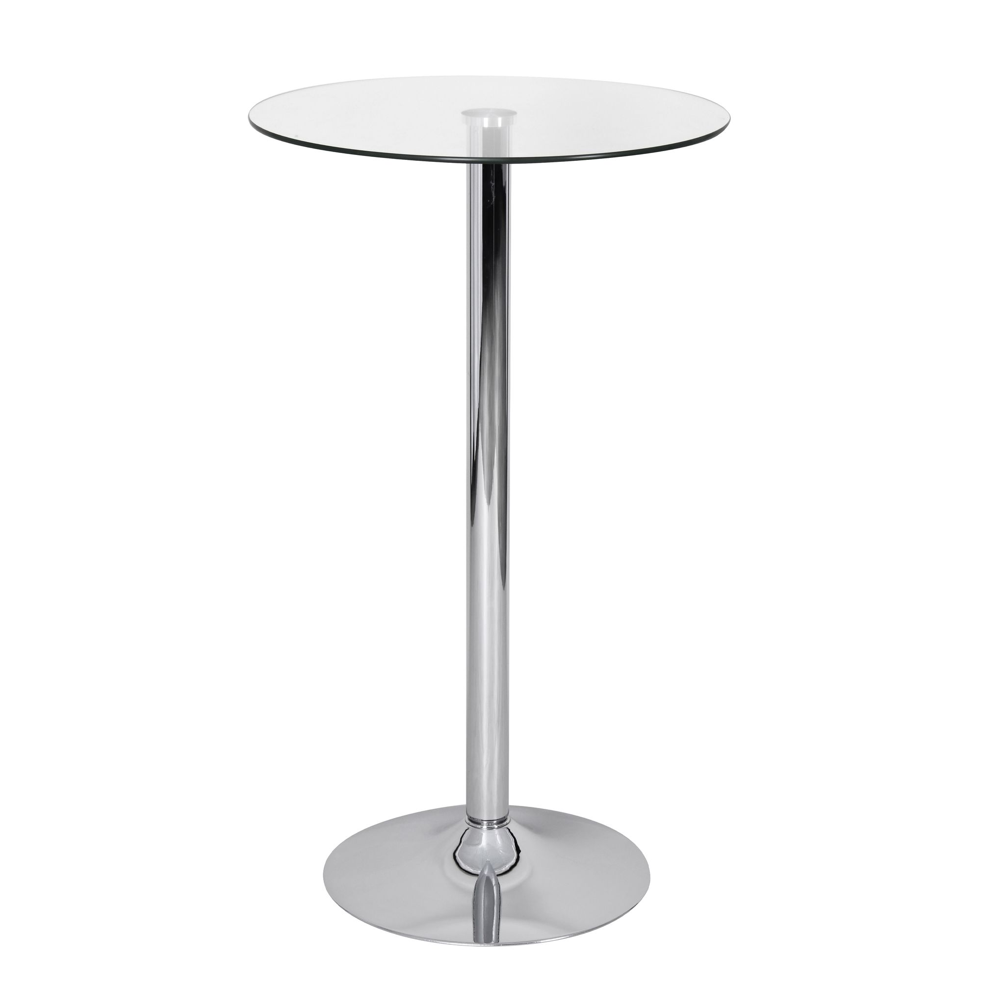 Barový stôl 60x60x105 cm okrúhly barový stôl bezpečnostné sklo bistro stôl strieborný