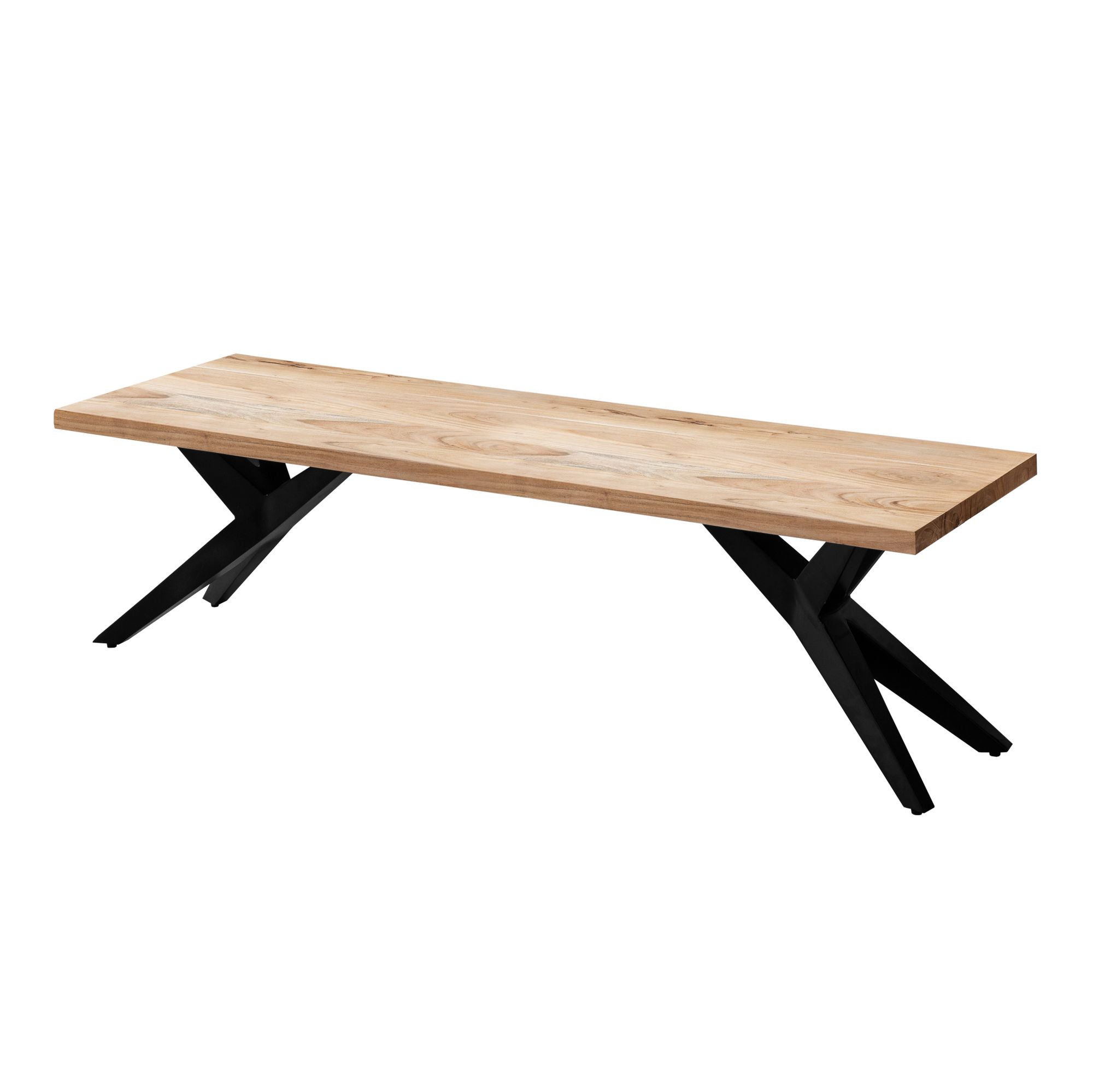 Jedálenská lavica 120x45x45 cm | Masívna akácia | Matný čierny kov